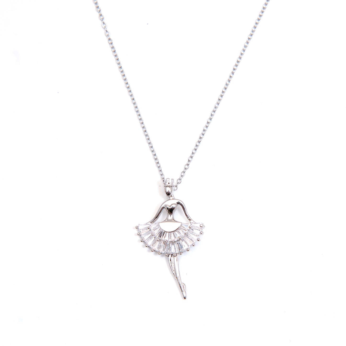 Silver Ballerina Pendant Necklace