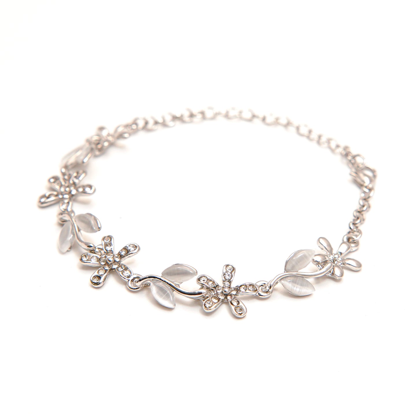 Elegant Floral Silver Bracelet