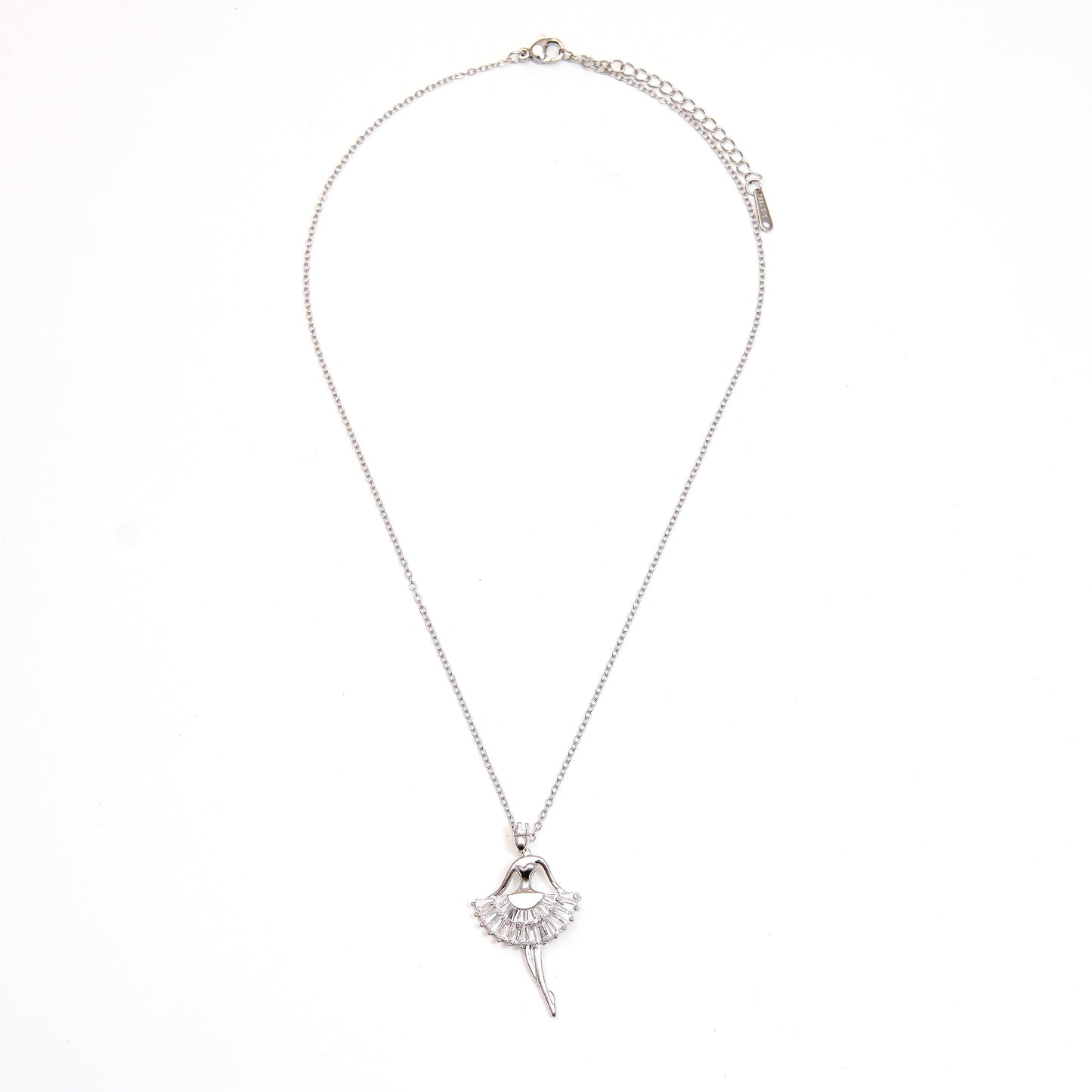 Silver Ballerina Pendant Necklace