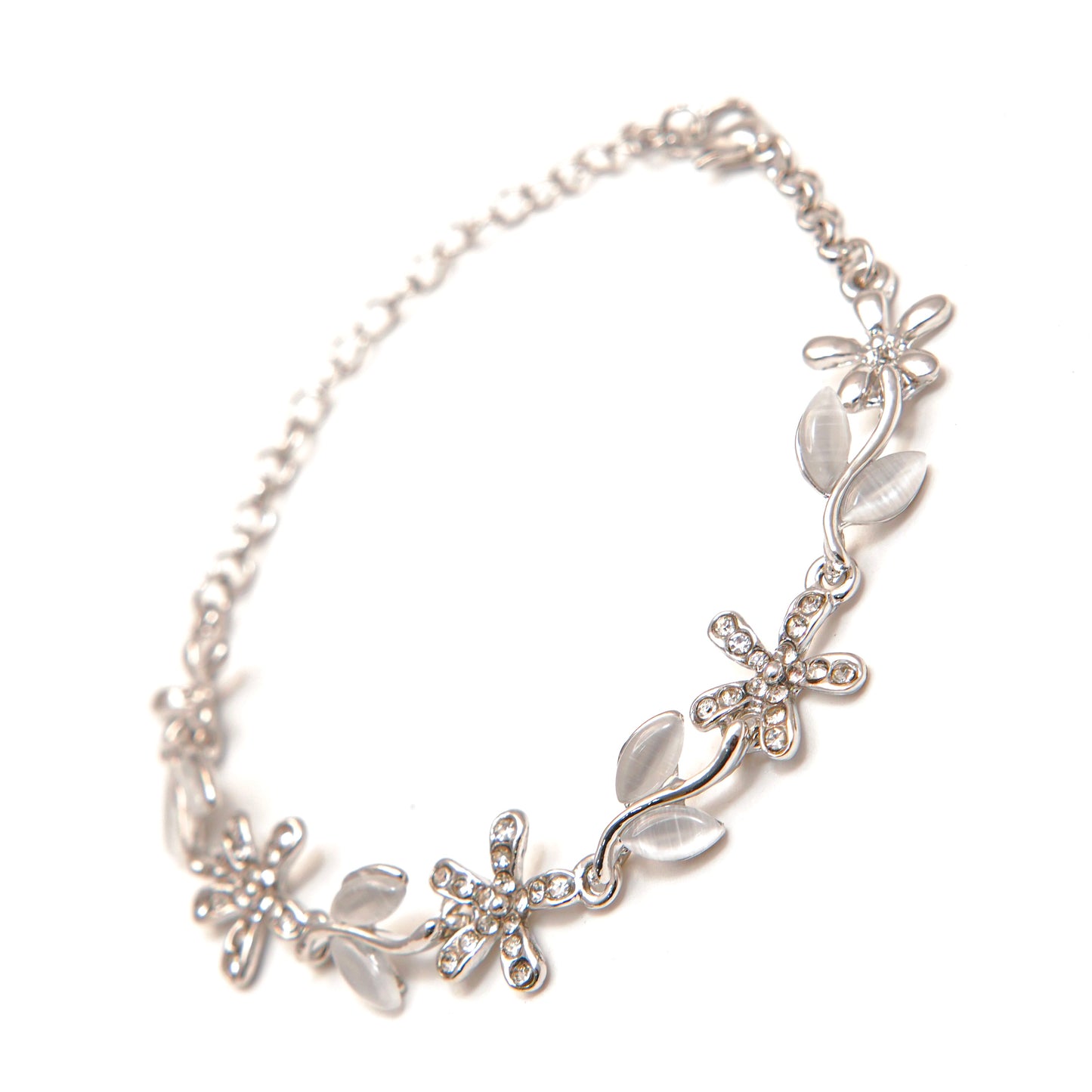 Elegant Floral Silver Bracelet