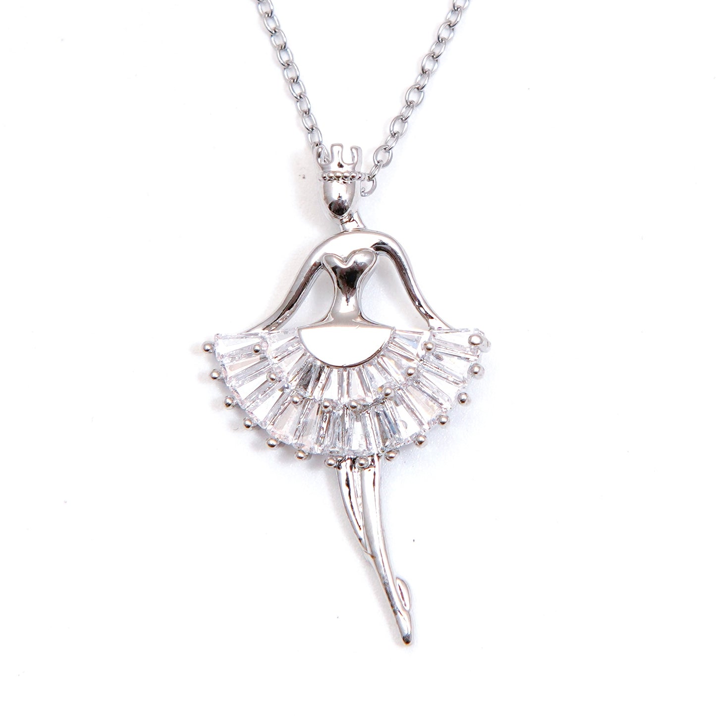 Silver Ballerina Pendant Necklace