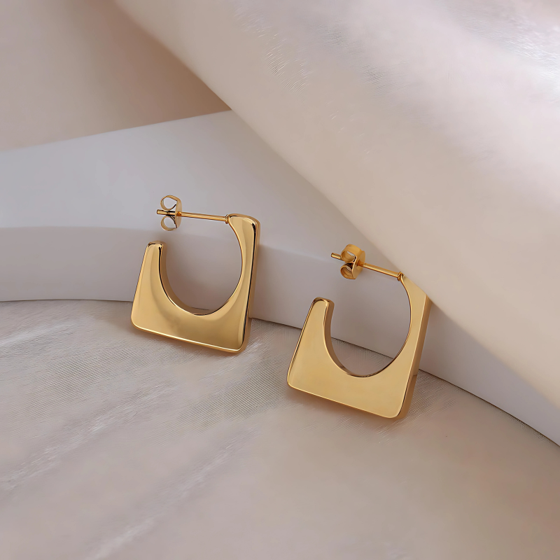 Bold Geometric Gold Hoop Earrings – Anti-Tarnish, Waterproof & Lightweight Statement Hoops