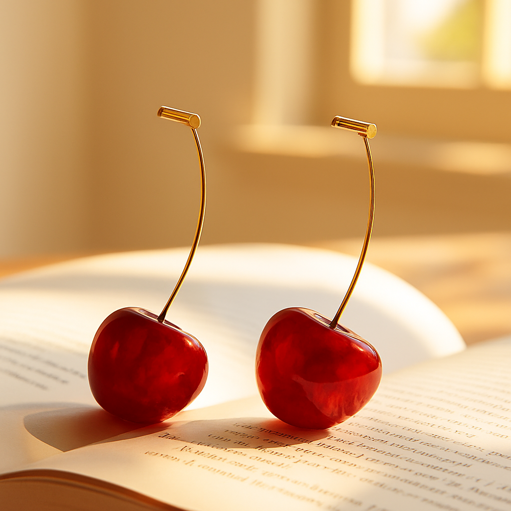 Bold Red Cherry Drop Earrings – Quirky & Chic Statement Jewelry