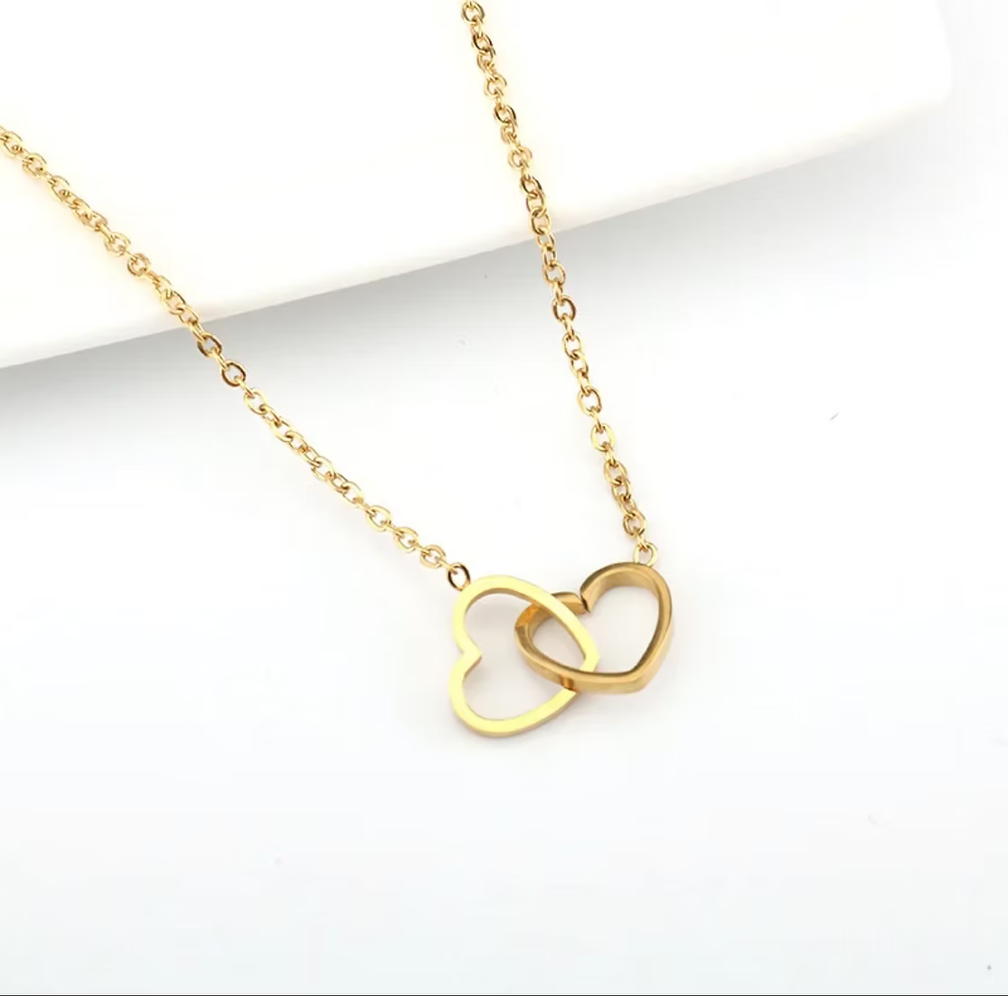 Double Heart Gold Necklace