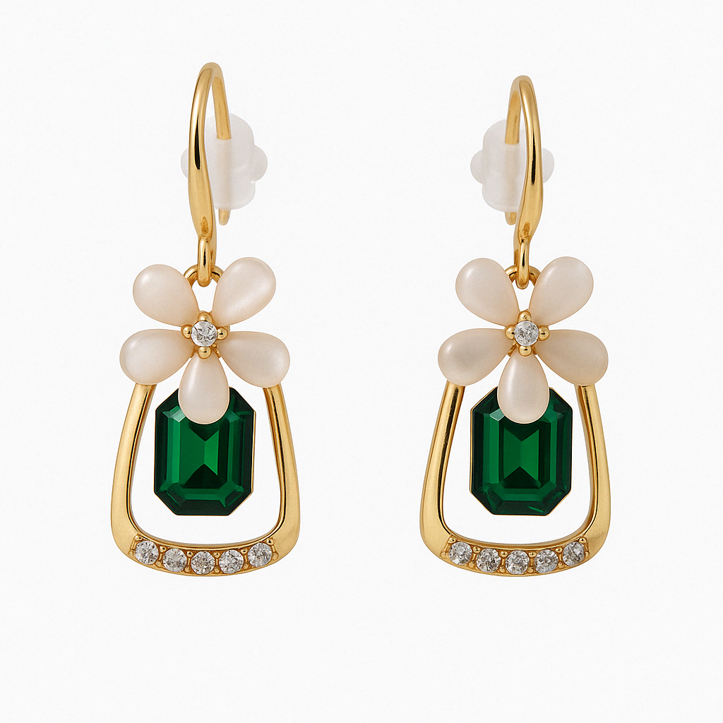 Elegant Floral Crystal Drop Earrings