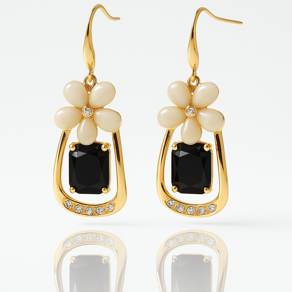 Elegant Floral Crystal Drop Earrings