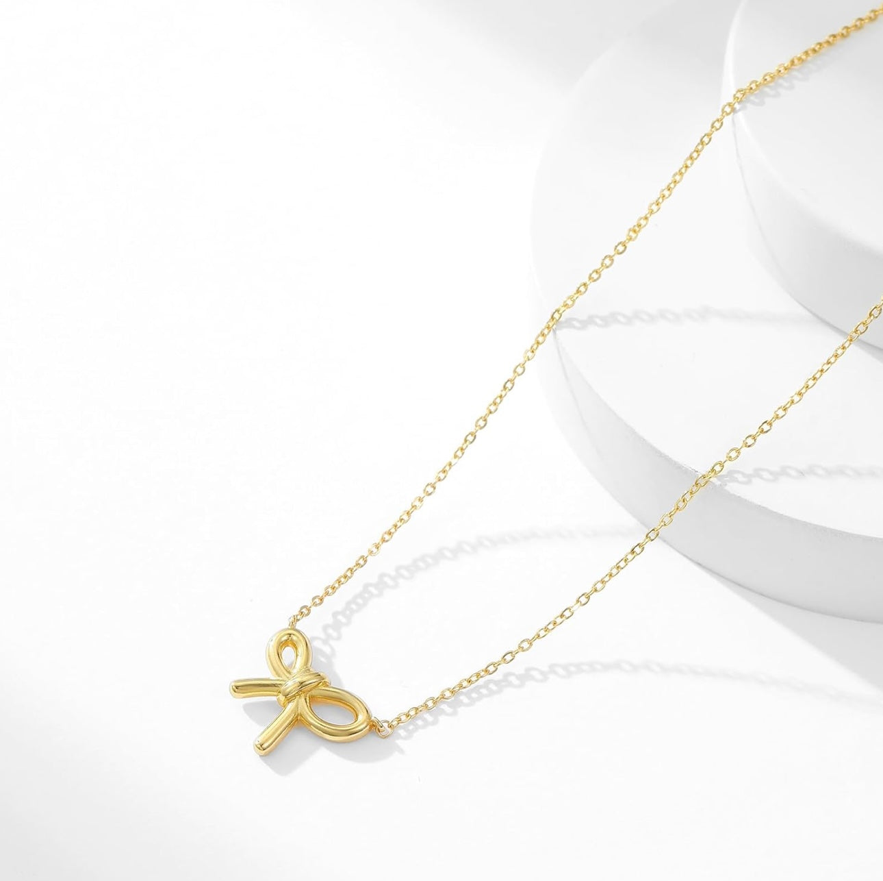 Elegant Gold Bow Knot Necklace & Earring Set