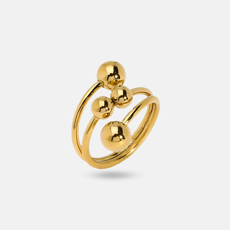 Elegant Gold Plated Multi-Ball Adjustable Ring