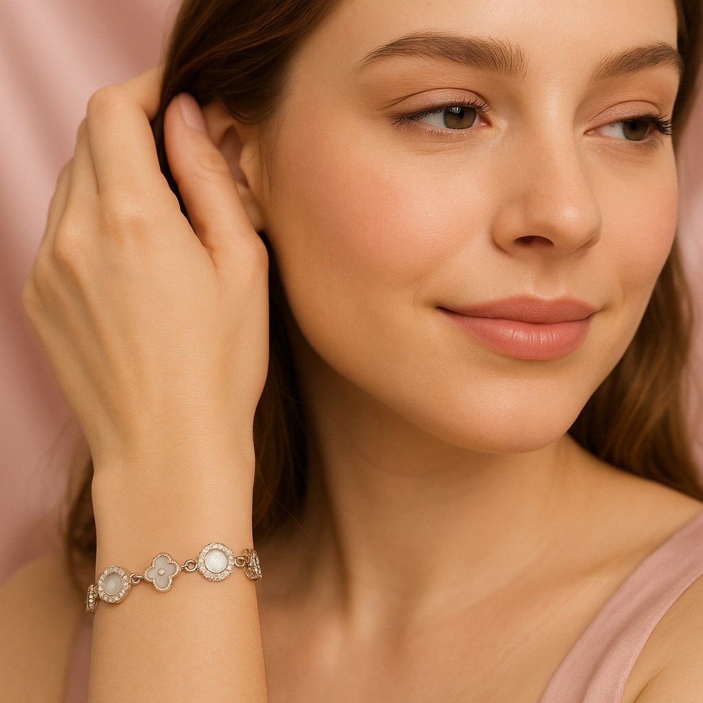 Elegant Floral Silver Charm Bracelet