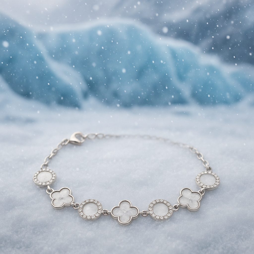 Elegant Floral Silver Charm Bracelet