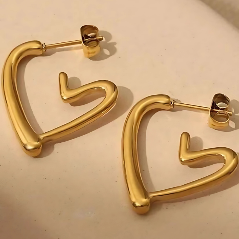 Gold Heart Hoop Earrings | Twinkear Anti-Tarnish Minimal Jewelry