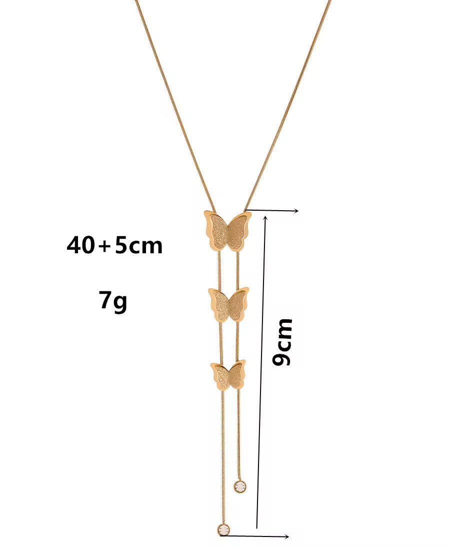 Golden Cascading Butterfly Pendant Necklace