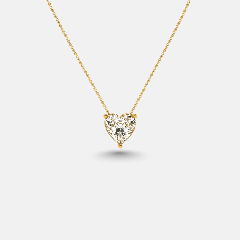 Heart-Shaped Gold Pendant Necklace with Zircon Sparkle