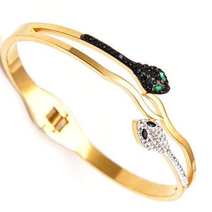 Serpent-Inspired Gold Bangle Bracelet