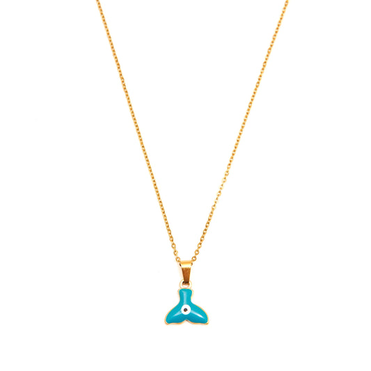 Turquoise Whale Tail Pendant Necklace