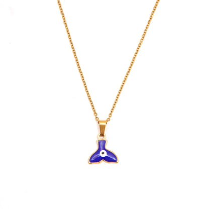 Deep Blue Whale Tail Pendant Necklace