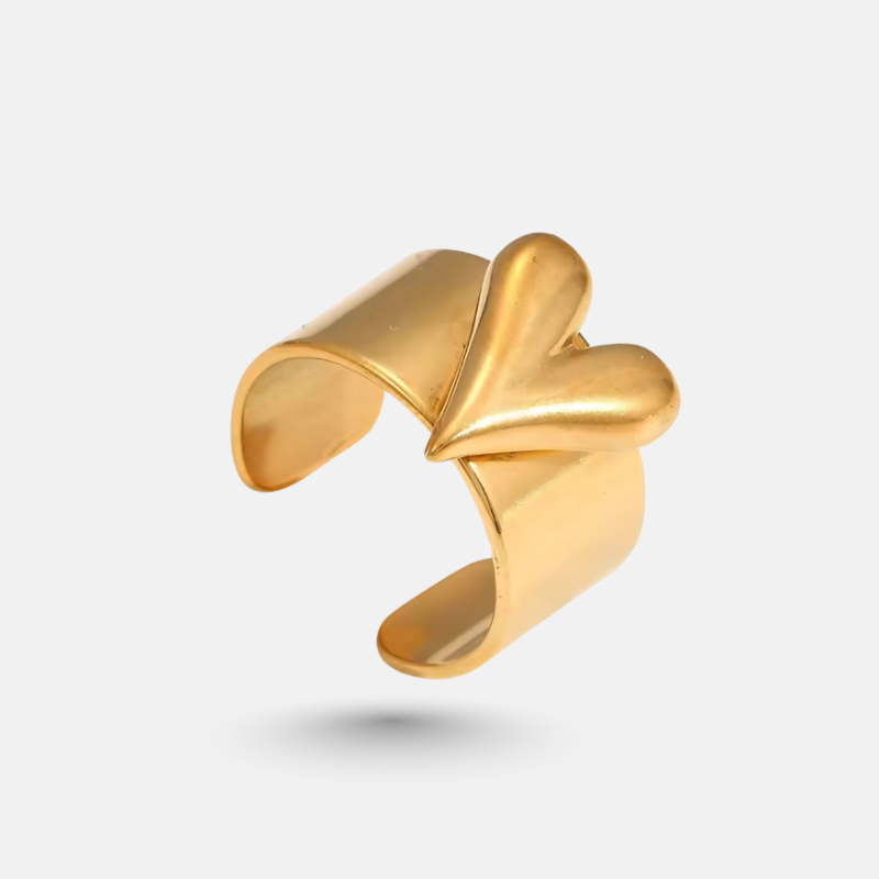 Gold Heart Open Band Ring