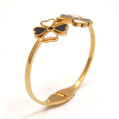 Elegant Gold Clover Bangle Bracelet