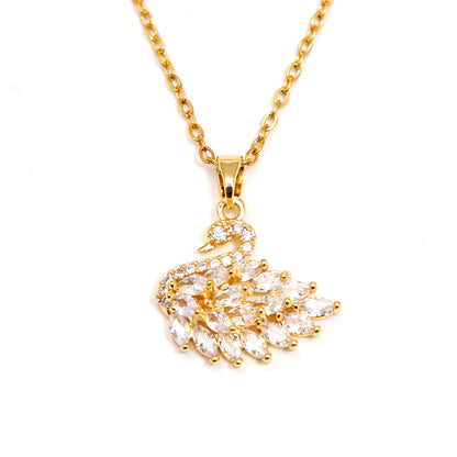 Elegant Swan Pendant Necklace with Sparkling Crystals