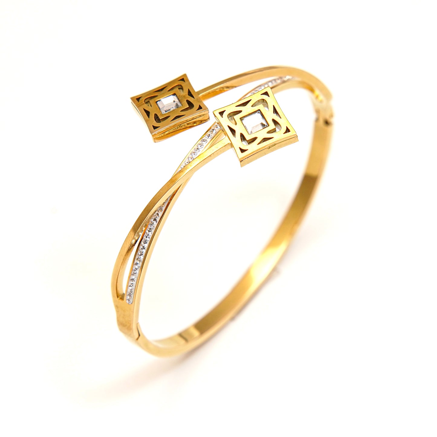 Chic Gold Geometric Bangle Bracelet