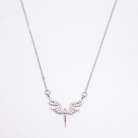 Elegant Silver Wing Pendant Necklace