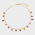 Multi-Color Gemstone Charm Necklace