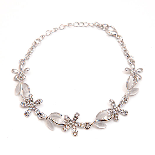 Elegant Floral Silver Bracelet