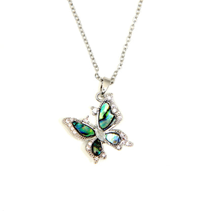 Iridescent Butterfly Pendant Necklace