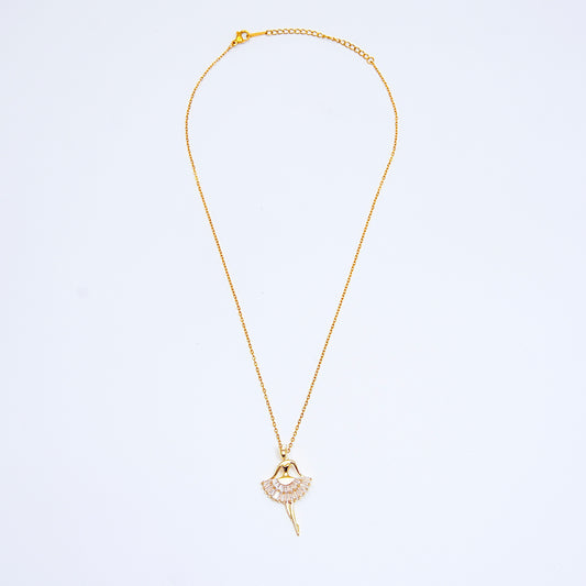 Gold Ballerina Pendant Necklace