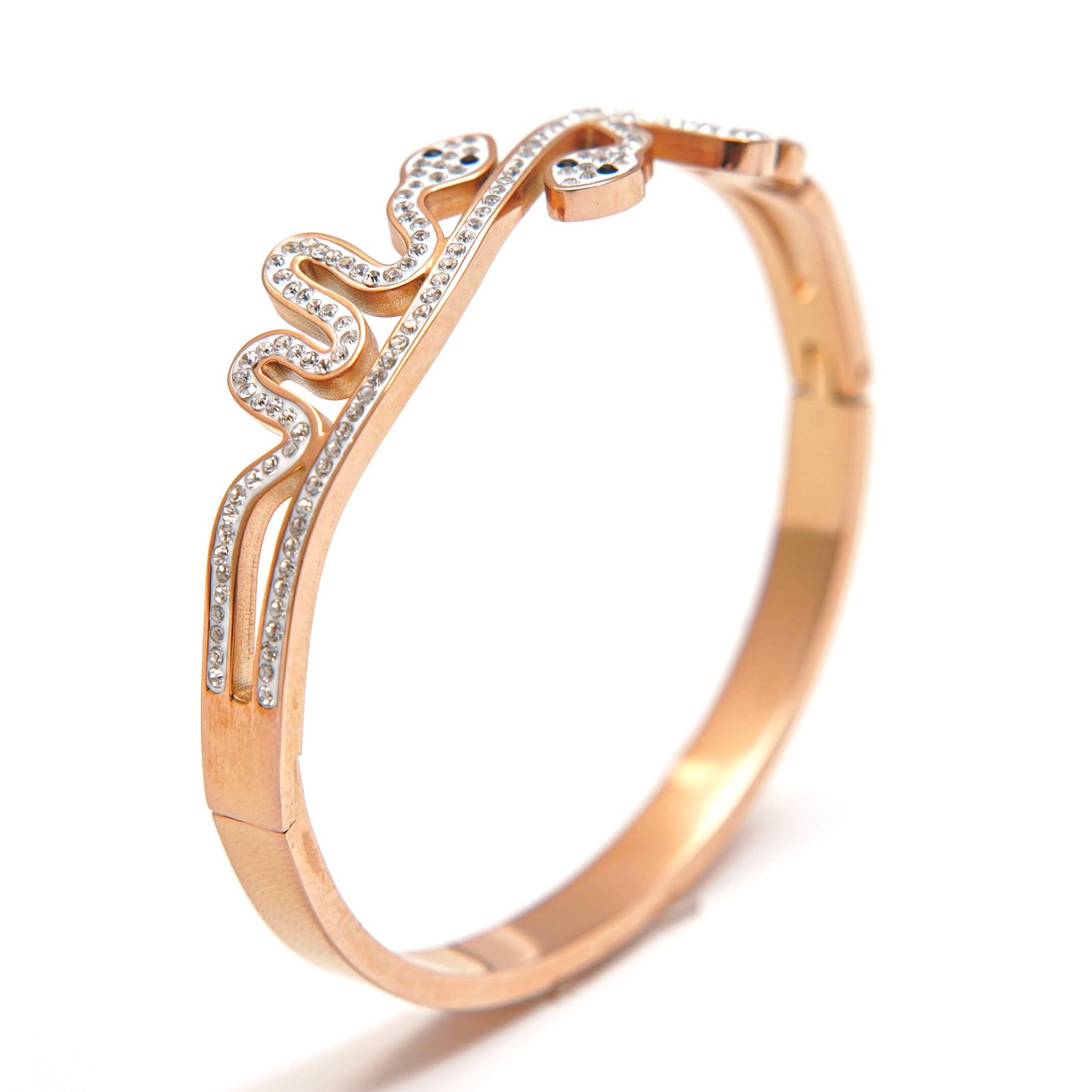 Elegant Snake-Inspired Diamond Bangle Bracelet