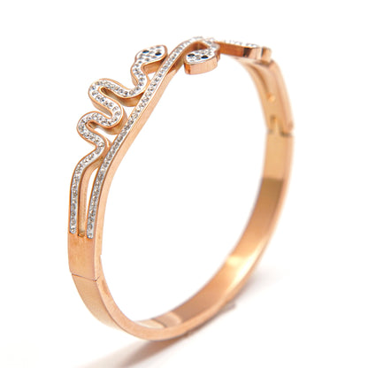 Elegant Snake-Inspired Diamond Bangle Bracelet