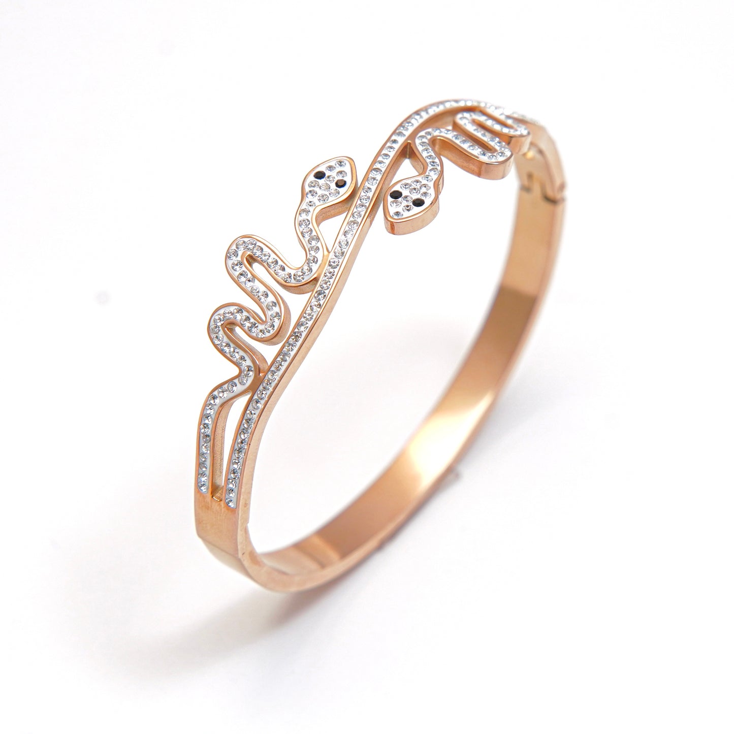 Elegant Snake-Inspired Diamond Bangle Bracelet