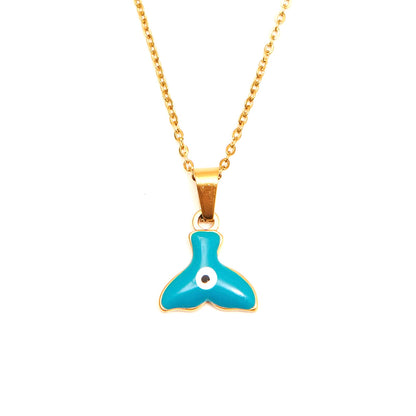 Turquoise Whale Tail Pendant Necklace