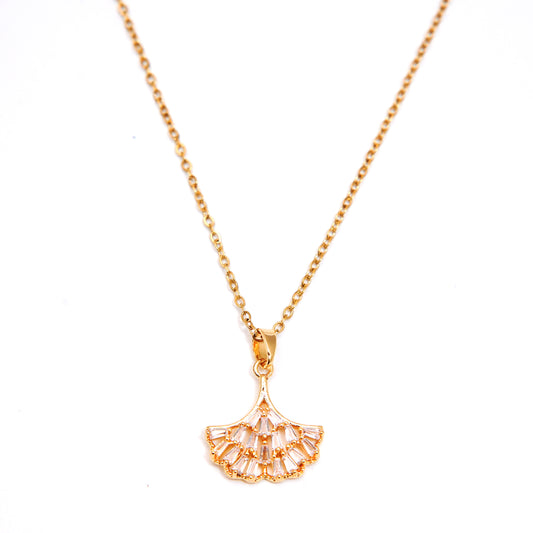 Timeless Elegance: Golden Fan Necklace