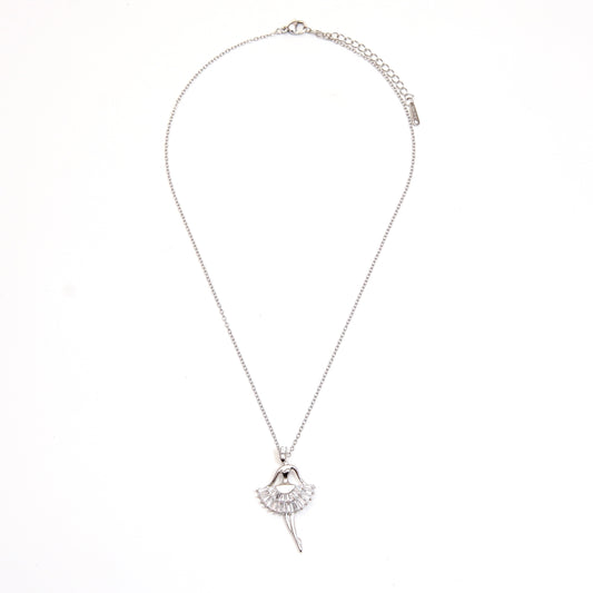 Silver Ballerina Pendant Necklace