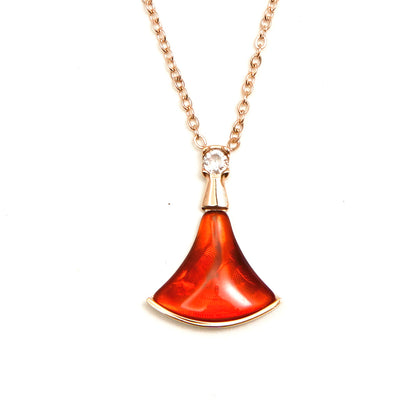 Elegant Red Fan Pendant Necklace