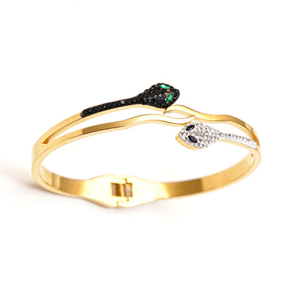 Serpent-Inspired Gold Bangle Bracelet