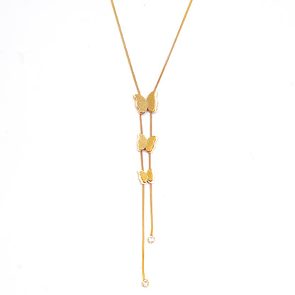 Golden Cascading Butterfly Pendant Necklace