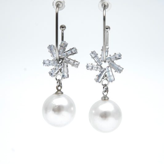 Elegant Pearl and Crystal Starburst Drop Earrings