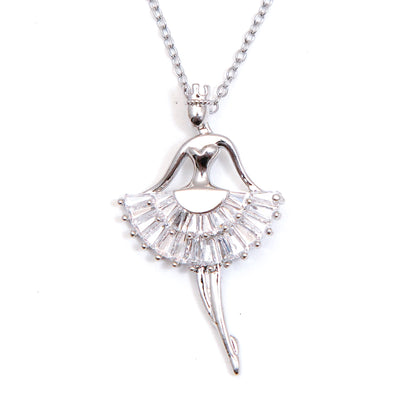 Silver Ballerina Pendant Necklace