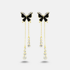 Black Butterfly Crystal Drop Earrings