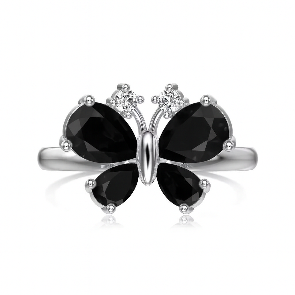 Black Butterfly Ring for Women – Elegant Silver Adjustable Statement Ring | Twinkear