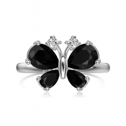 Black Butterfly Ring for Women – Elegant Silver Adjustable Statement Ring | Twinkear