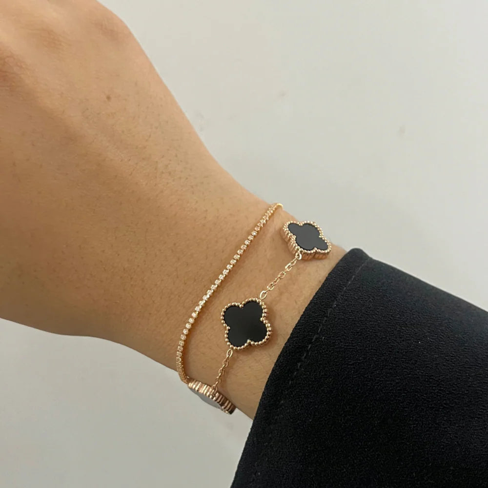 Black Clover Charm Bracelet – Gold Plated