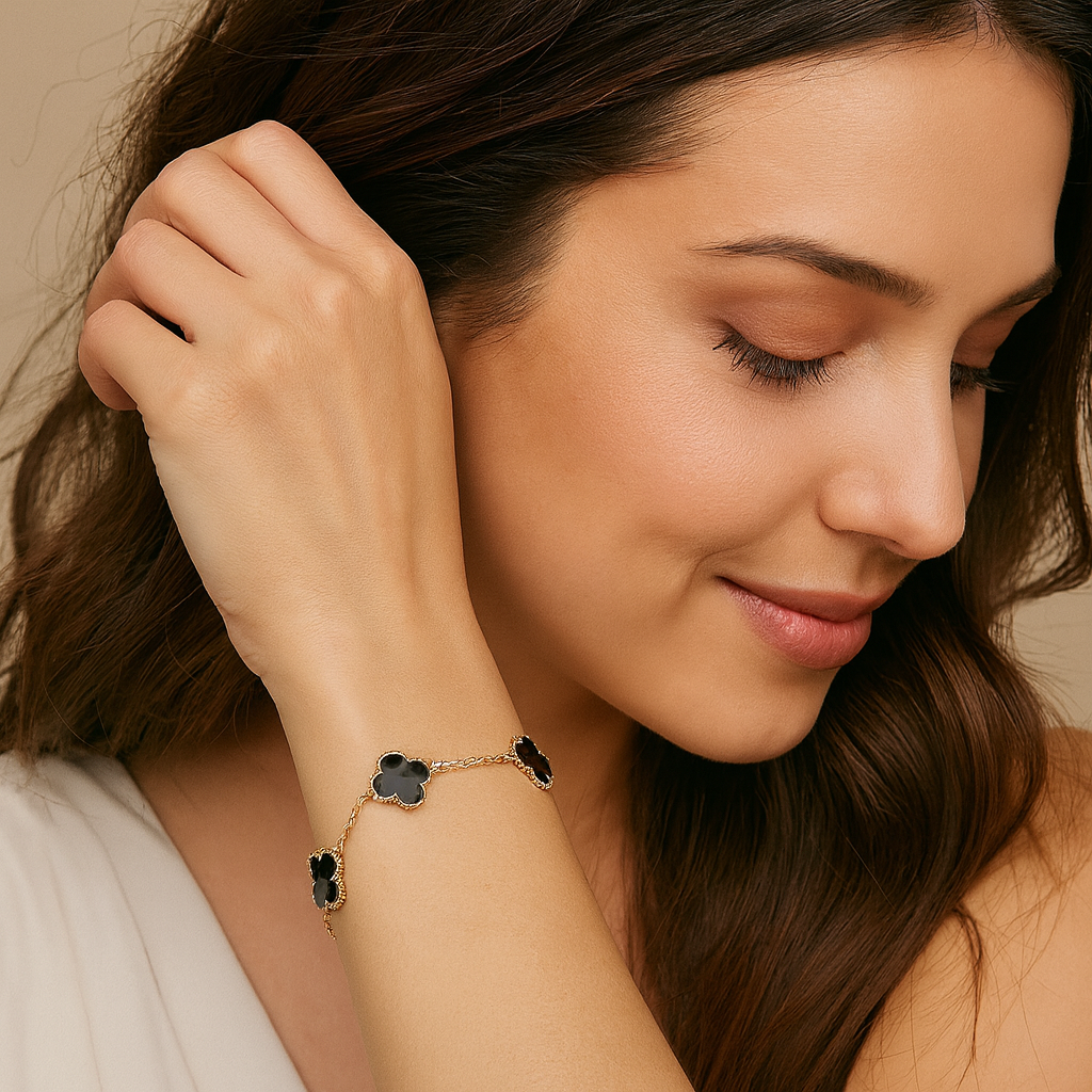 Black Clover Charm Bracelet – Gold Plated