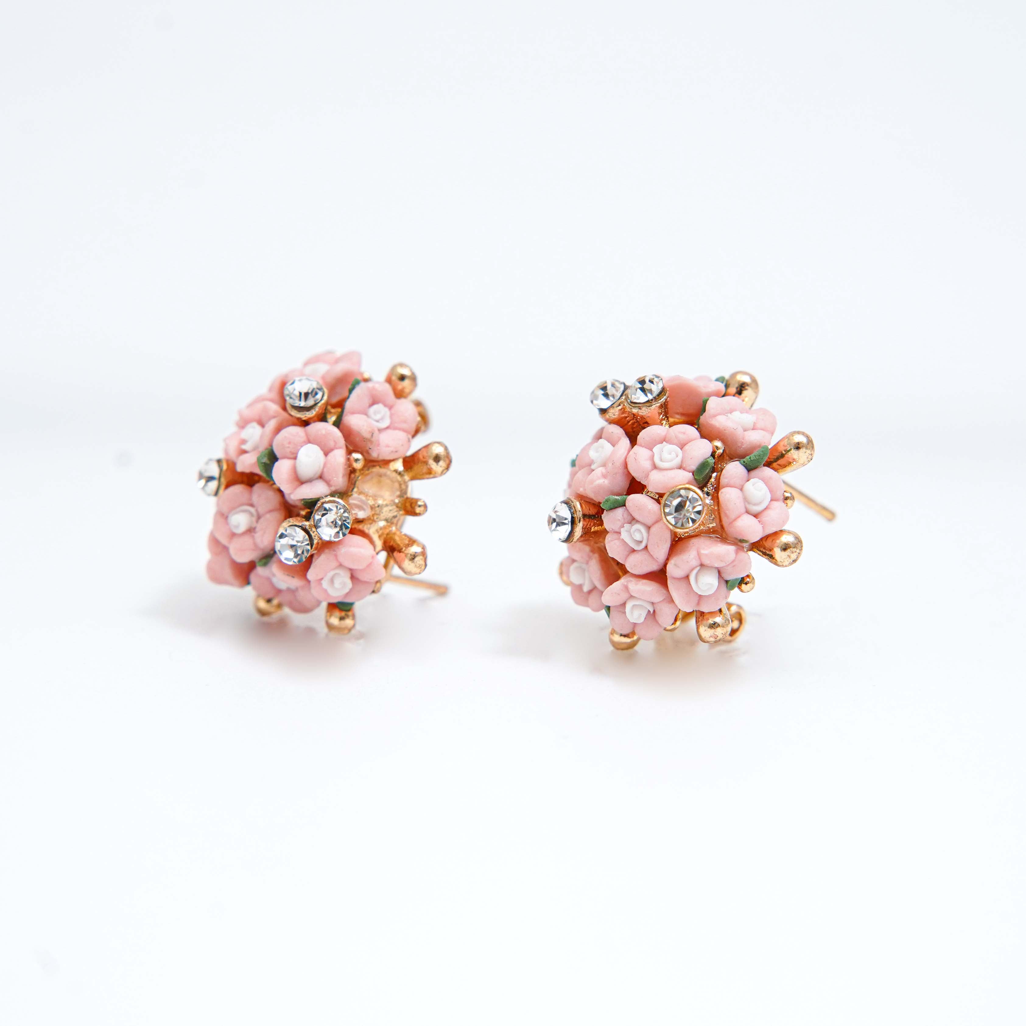 Blush Bloom Floral Stud Earrings
