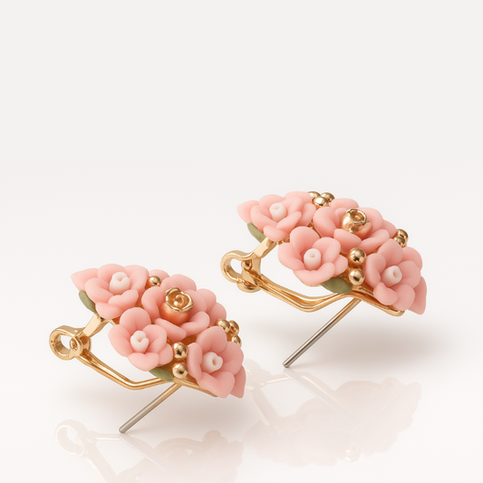 Blush Bloom Vintage Floral Stud Earrings