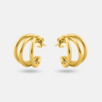 Triple Hoop Gold Earrings