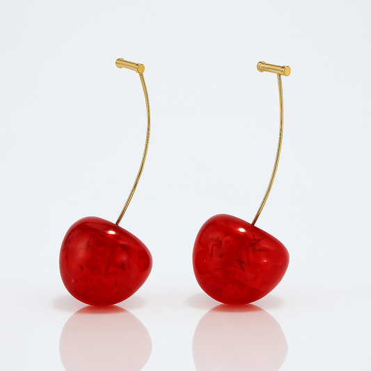 Bold Red Cherry Drop Earrings – Quirky & Chic Statement Jewelry