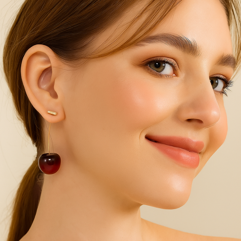 Bold Red Cherry Drop Earrings